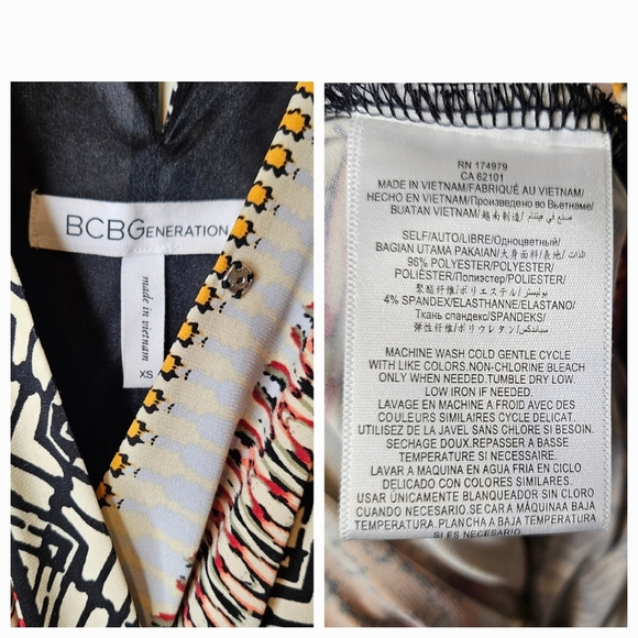 BCBGeneration Tropical Multicolored Midi Dress Hi-Low Hem Spaghetti Straps Sz XS - Picture 5 of 13